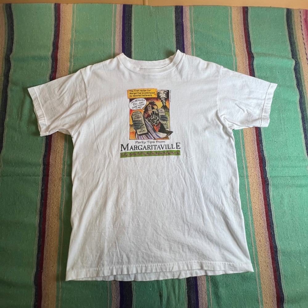 Caribbean Soul Margaritaville T Shirt Mens Large White Vintage 2001 Graphic Tee